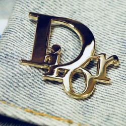 Gold YSL Pin Brooch 1.5”