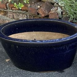 ✨🪻✨🪻BEAUTIFUL LARGE CERAMIC OVAL FLOWER POT✨Marine Blue
