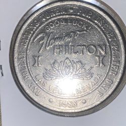 FLAMINGO HILTON $1 Casino Slot Gaming Token Las Vegas Nevada Good Luck 1988
