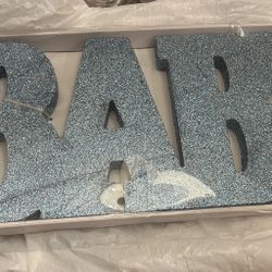 Baby blue glitter sign