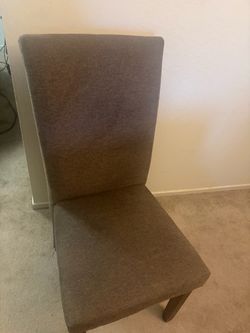 Set of 5 Brown Upholstered Dining Chairs