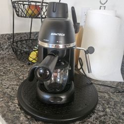 SOWTECH Espresso Coffee Machine Cappuccino Latte Maker 3.5 Bar 1-4 Cup with Steam Milk Frother Black