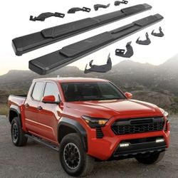 Running Boards Compatible with 2024 2025 2026 Toyota Tacoma Double Cab 4 Full-Size Door Side Steps Bars with 8 Brackets Heavy Duty Aluminum Anti Slip 