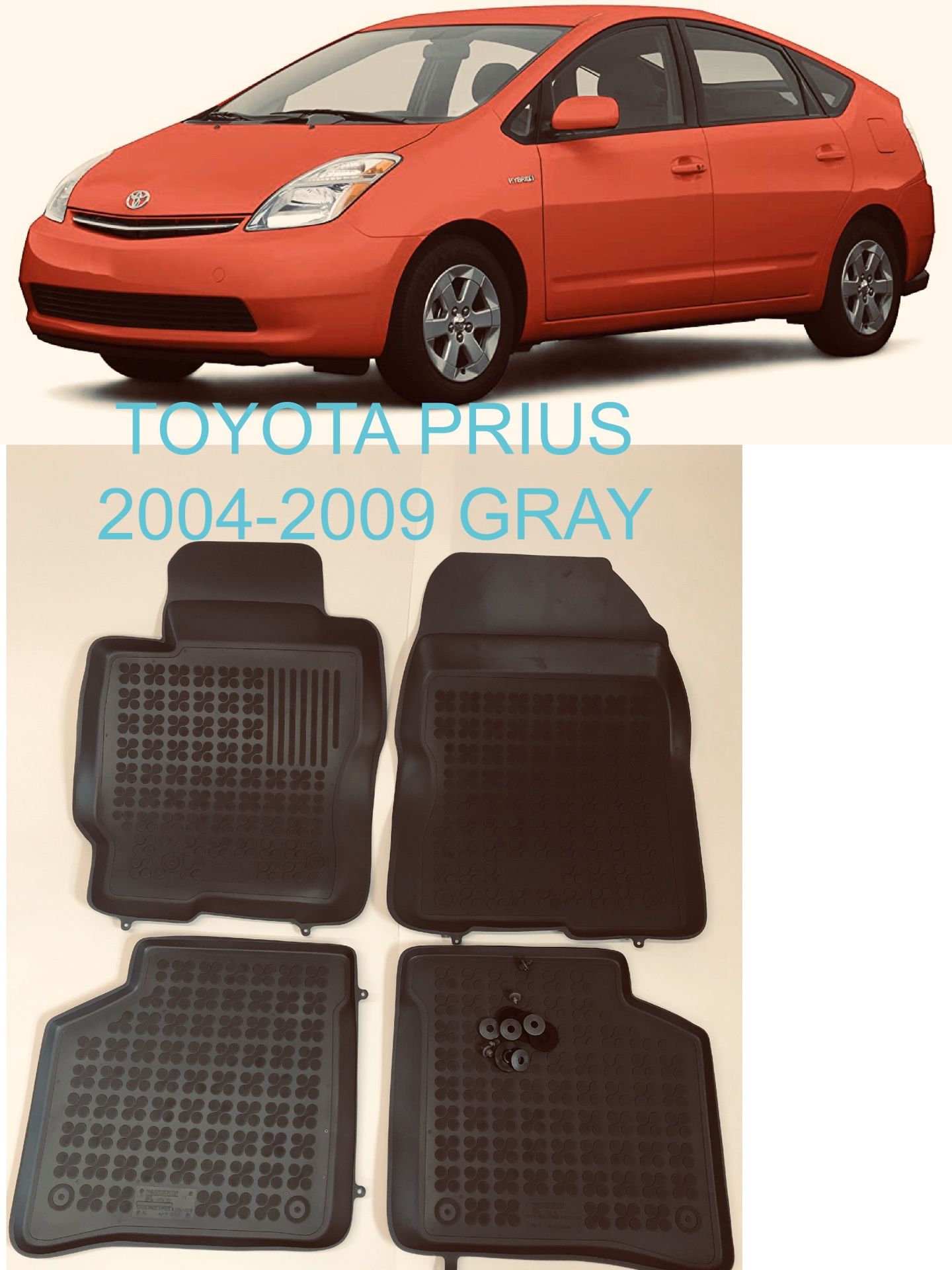 All weather rubber floor mats for Toyota Prius 20042009 Gray custom