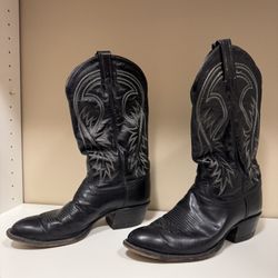 Black Leather Cowboy Boots