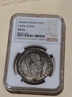 1 peso 1866 Mo ( Maximiliano) AU55