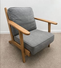 Mid-Century Modern Wood & Gray Lounge Chair
