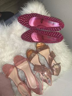 Glittery heels and open toe heels