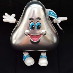 Hershey's Kiss Silver Tin Character Figure Container Collectible 7" Tall
