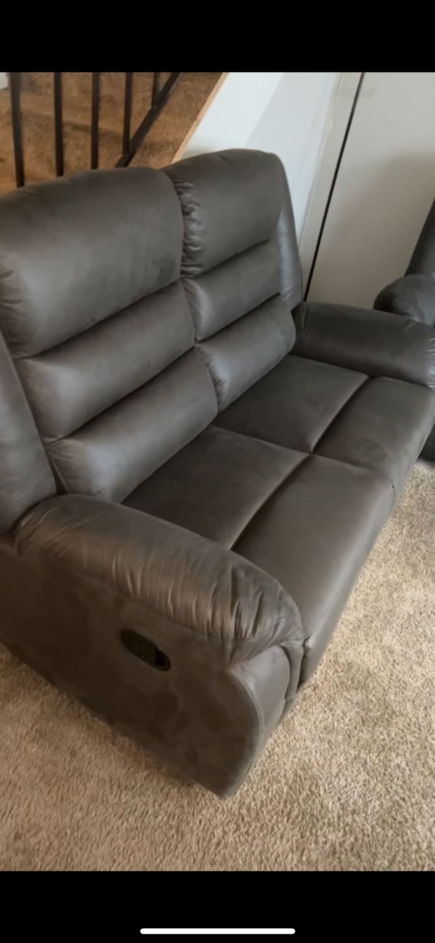 Grey Recliner Couch & Love Seat