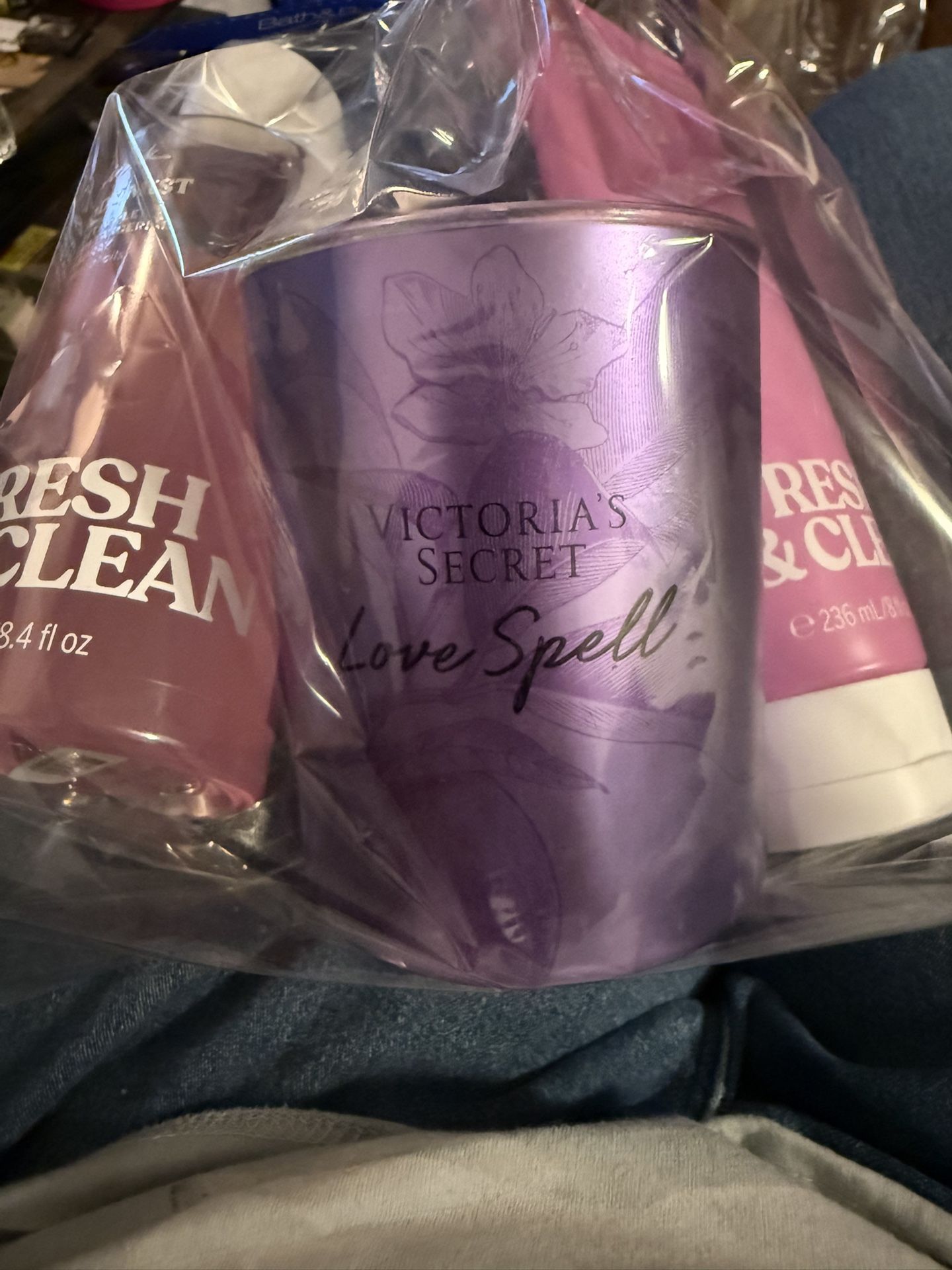 Pink Body Wash And Spray With Candle