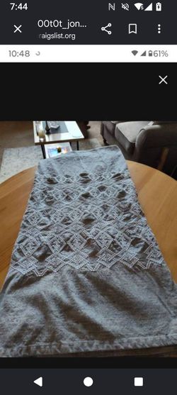 $10 - Like New Fabric Gray Shower Curtain With Embroidery Accent