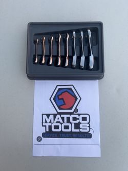 8 pc 12-Point SAE Short 15° Offset Ratcheting Box/Open-End Wrench Set (5/16-3/4") (Blue-Point®)