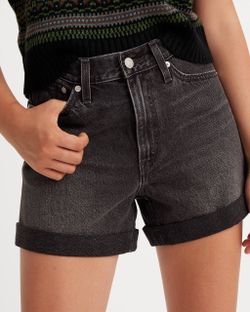 Levi’s Wedgie Fit Dark Wash Distressed Cuffed Denim Shorts, Size 27, 90s Grunge