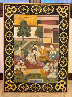 Vintage Mughal Painting on Silk