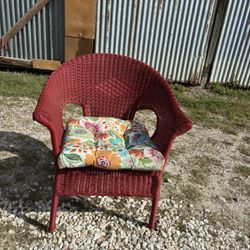 RED  WICKER  CHAIR