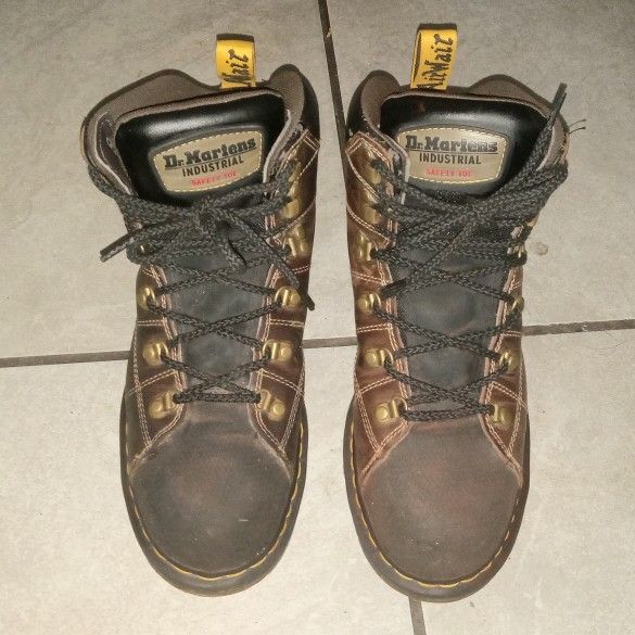 Dr Martens Industrial Steel Toe Work Boots Mens 10 Brown Leather