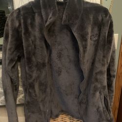 Women’s Fila Gray Fuzzy Zip up Jacket size s small