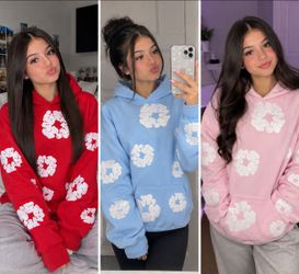 Flower Print Oversized Hoodie