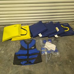 Boat throwable cushions and life jackets