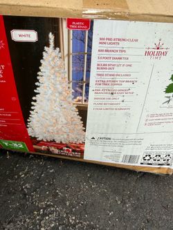 6.5 FT Pre-Lit White Christmas Tree - Holiday Time (300 Lights)