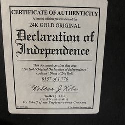 24karet Gold Declaration Of Independence