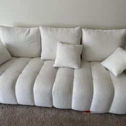   Wrofly Teddy Cloud Sofa Couch, Comfy Upholstered Sherpa Deep Seat Boucle Sofa, Cozy Modern 3 Seater Couch with 3 Pillows, Oversized Loveseat for Liv