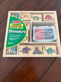 Melissa & Doug Dinosaur Wooden Stamp Set - Brand New