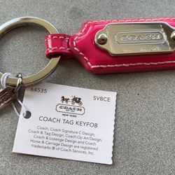 Authentic Coach Tag Charm NWT Hot Pink Key Ring Keychain KEYFOB New with Tags