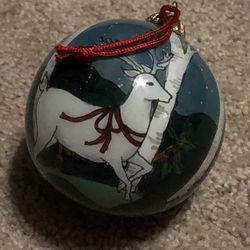 Artist Painted Reindeer Ball Ornament 