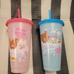 Rilakkuma & Korilakkuma Color Changing Reusable Tumbler Cup - Set of 2