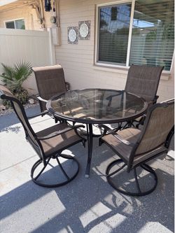 Outdoor table and six chairs