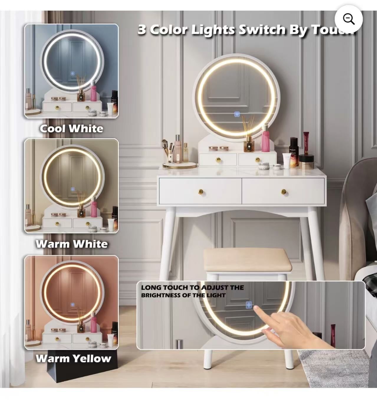  Vanity Table with Lighted Mirror