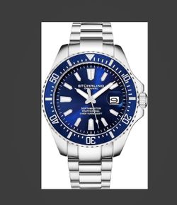Stuhrling WATCH MEN BLUE Pro Dive Watch LUXURY + NEW + BOX & ACCESORIES