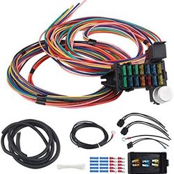WMPHE Professional Wiring Harness 14 Circuit Wiring Kit Universal Street Rod Wiring Harness Auto Modification Circuit 14 Fuse