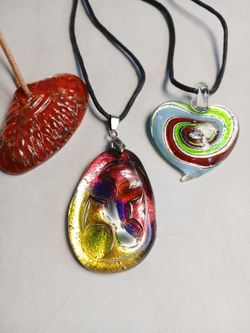 Three new handcrafted glass pendant necklaces