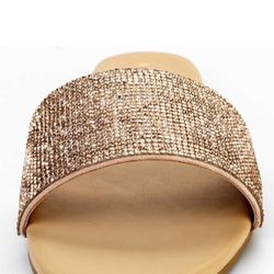 Women's Bling Rhinestone Glitter Flat Dressy  Sandals Size 8 