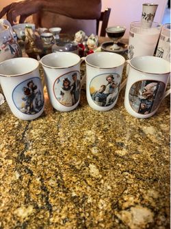 4 mugs Norman Rockwell