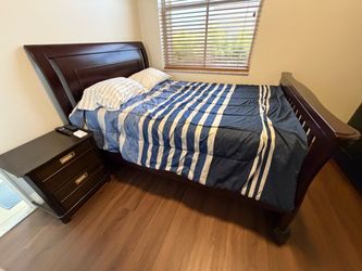 Full Size Bedroom Set – Bed Frame, Nightstand, Dresser + Mattress