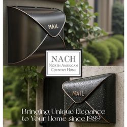 NACH Black Mailbox Wall Mount, 12.5 x 5 x 10 inch Wall Mount Mailboxes for Outside, Waterproof