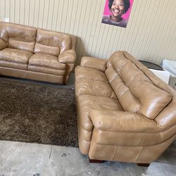 Leather sofa & loveseat