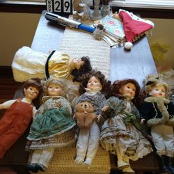 6 Vintage Porcelain Dolls