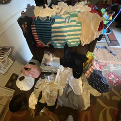 Newborn—3 Month Old Clothes +Socks, Bibs And Blankets