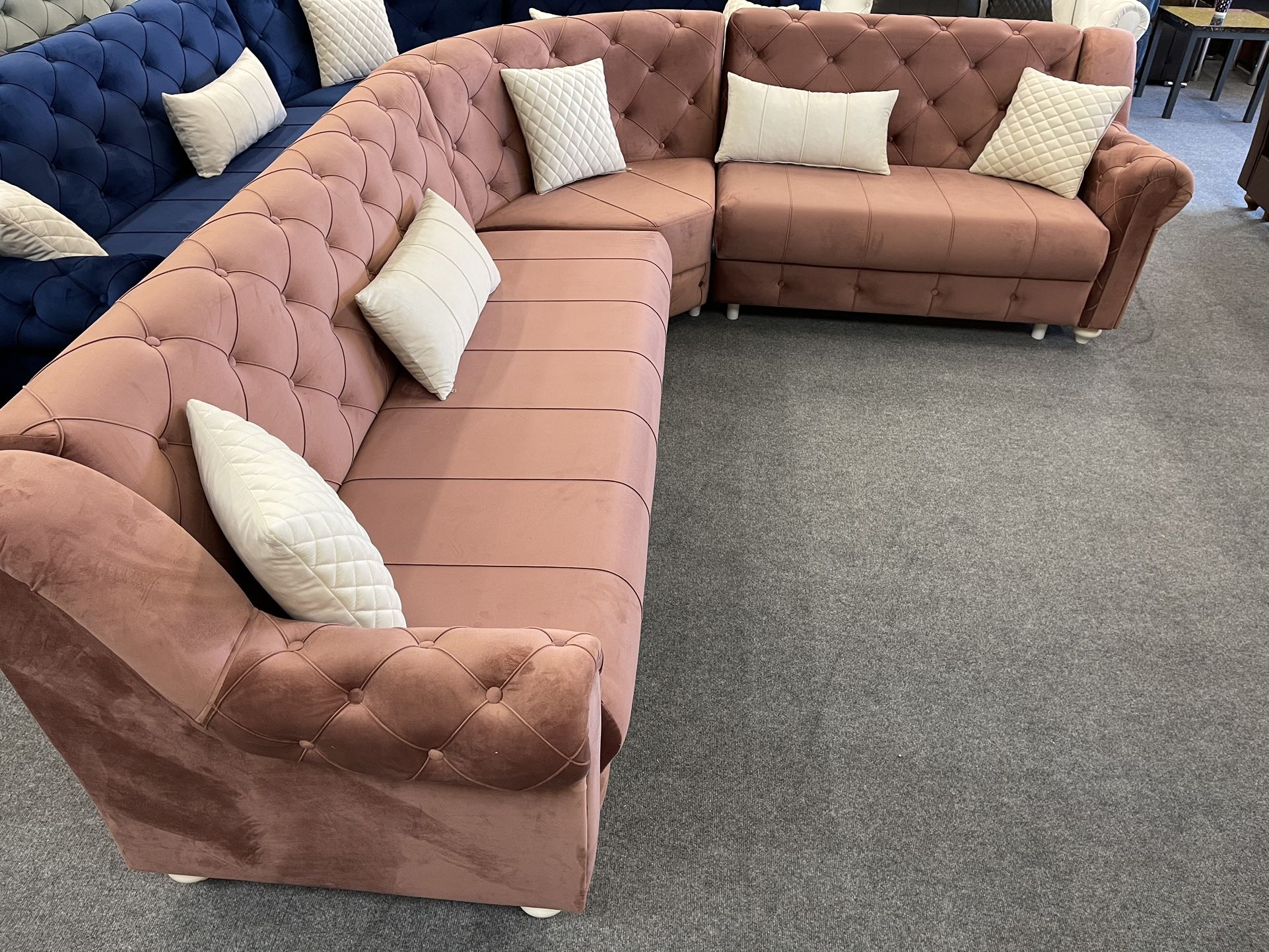 New In The Box π¦ Pink Velvet Living Room Sectional Sleeper - Delivery And Financing Available