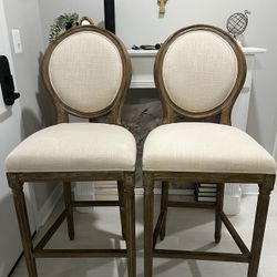 Set of 2 World Market Paige Round Back Upholstered Bar Stools