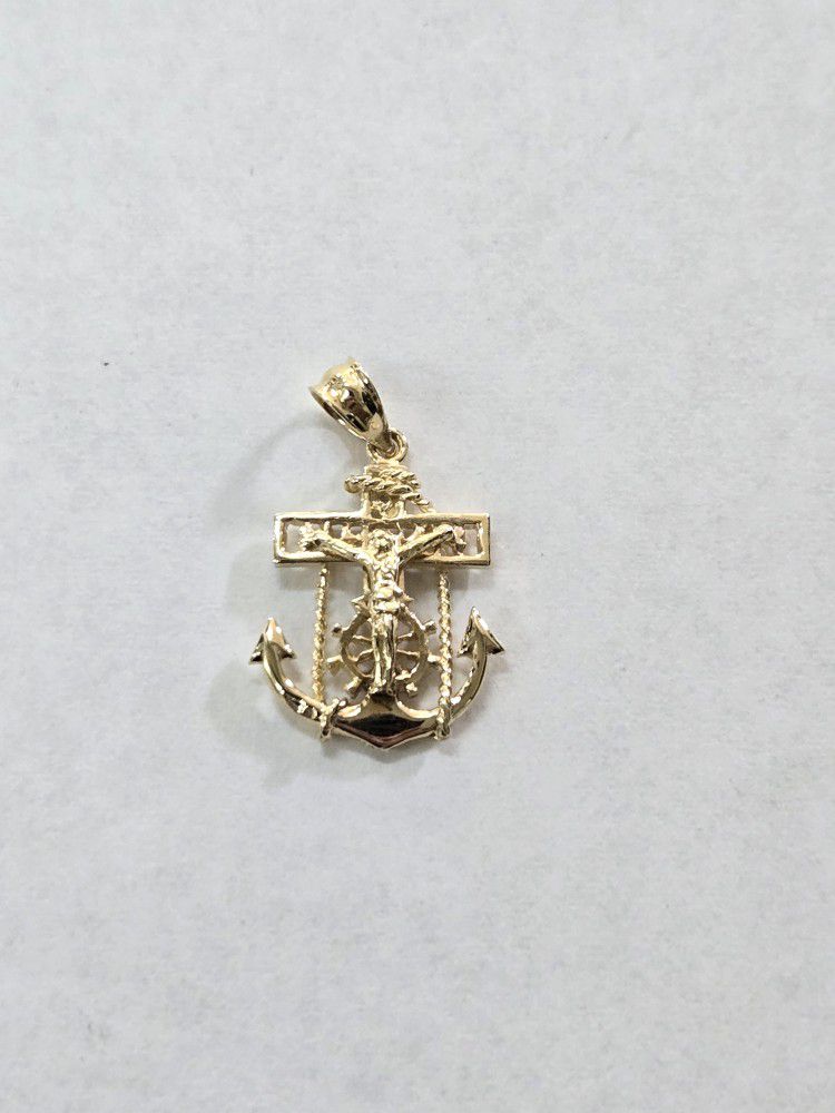 14kt Gold Anchor Crucifix Charm