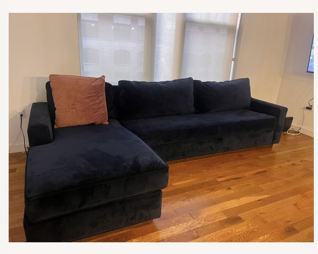 Apt2B Navy Blue Sectional Sofa with Chaise