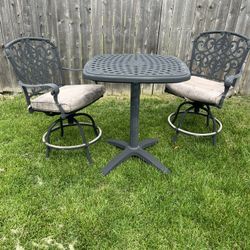 Hampton Bay Wrought Iron Style High Top Table w/ 2 Stools