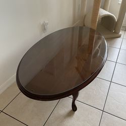 Wood Coffee Table With Glass Top 