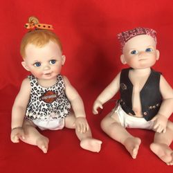 HAILEY AND BOBBY HARLEY DAVIDSON BIKER BABY DOLLS FRANKLIN MINT